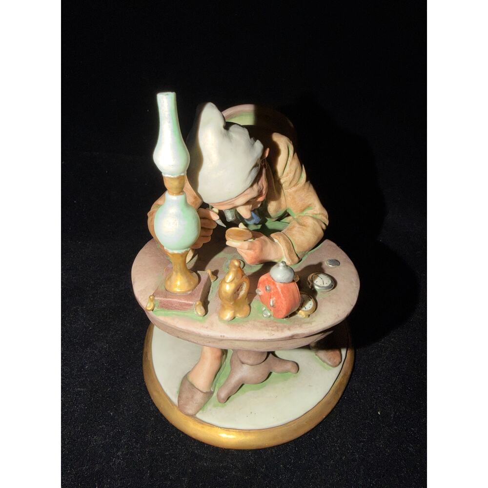 Vintage Italian Porcelain Gnome Clockmaker Figurine  G. Cappi Works of Art Italy